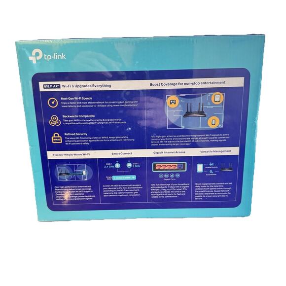 TP-Link AX1800 WiFi 6 Gigabit Router Dual Band-Works w/ Alexa –Black –NEW Sealed - Picture 3 of 6